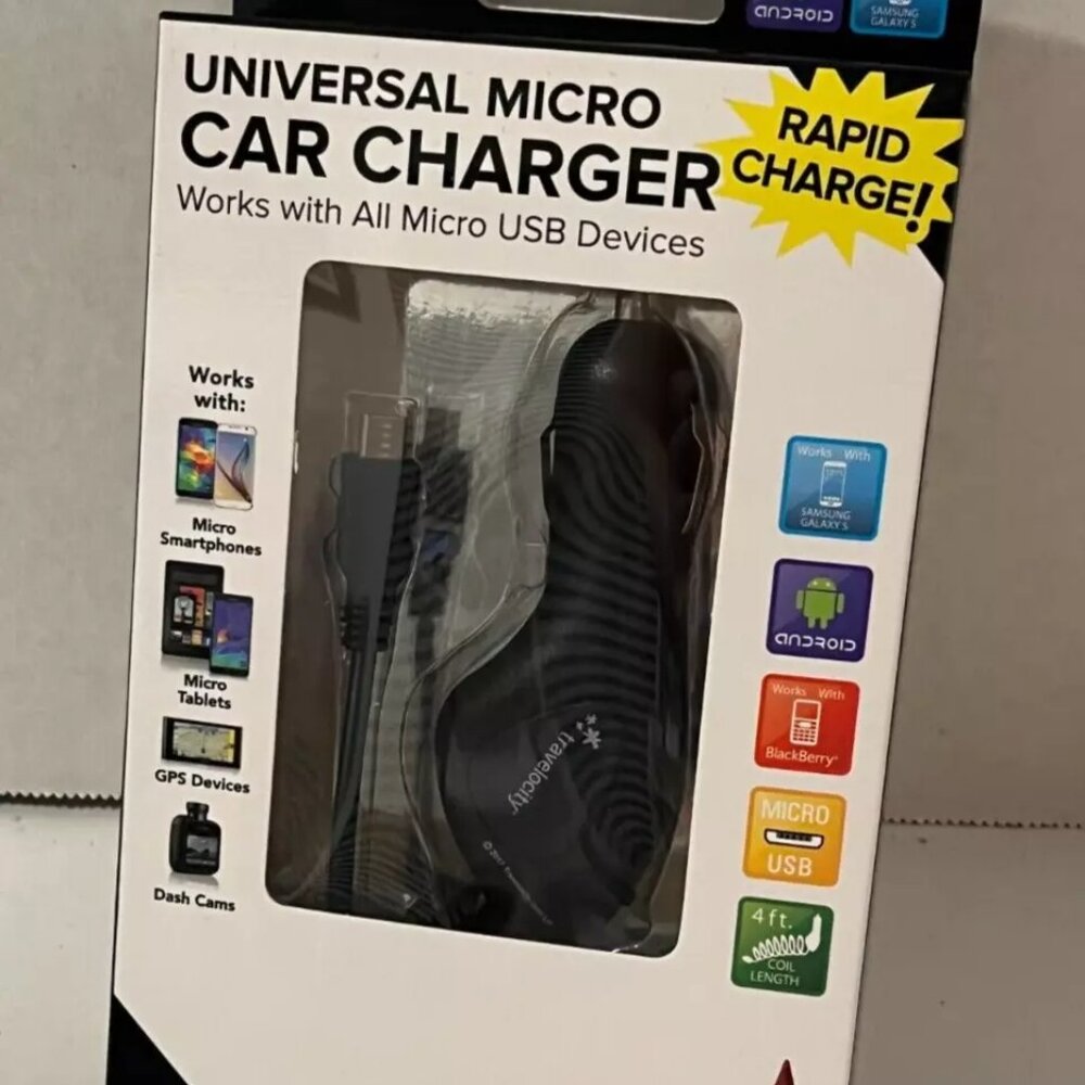Universal Micro Car Charger USB Device Rapid Charge Travelocity NEW